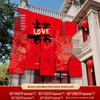 Double Happiness Banner for Outdoor Rural Wedding Courtyard Decor