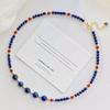 4Mm Retro Natural Lapis Lazuli Chalcedony Collarbone Chain Necklace