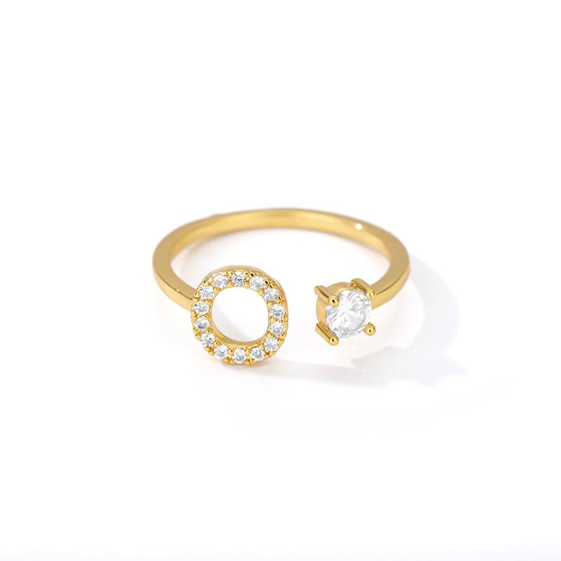 

Zircon Initial A-Z Letter Rings For Women Stainless Steel Adjustable Opening Ring Alphabet Female Wedding Jewelry Gift Gold Color