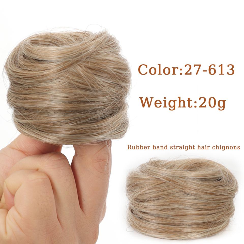 1PC Synthetic Hair Bun Curly Straight Hair Messy Bun Scrunchies Updo Hair Bands Elastic Band Hairpieces For Women Straight Fring