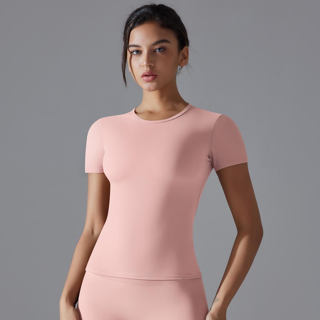 Nessaj Slim Women Short Sleeve Shirts Summer Short Sleeve Top Elasticity Casual T Shirts