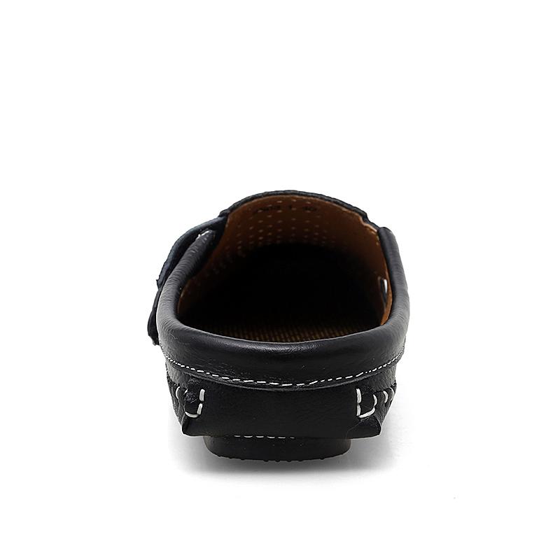 Fashion New Genuine Leather Men's Slippers Summer Breathable Casual Mules Light Half Shoes For Men Outdoor Anti-slip Driving Loafers Man