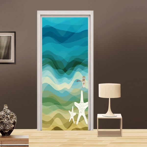 Buy 1pc Door Sticker Removable Waterproof Decorative Abstract