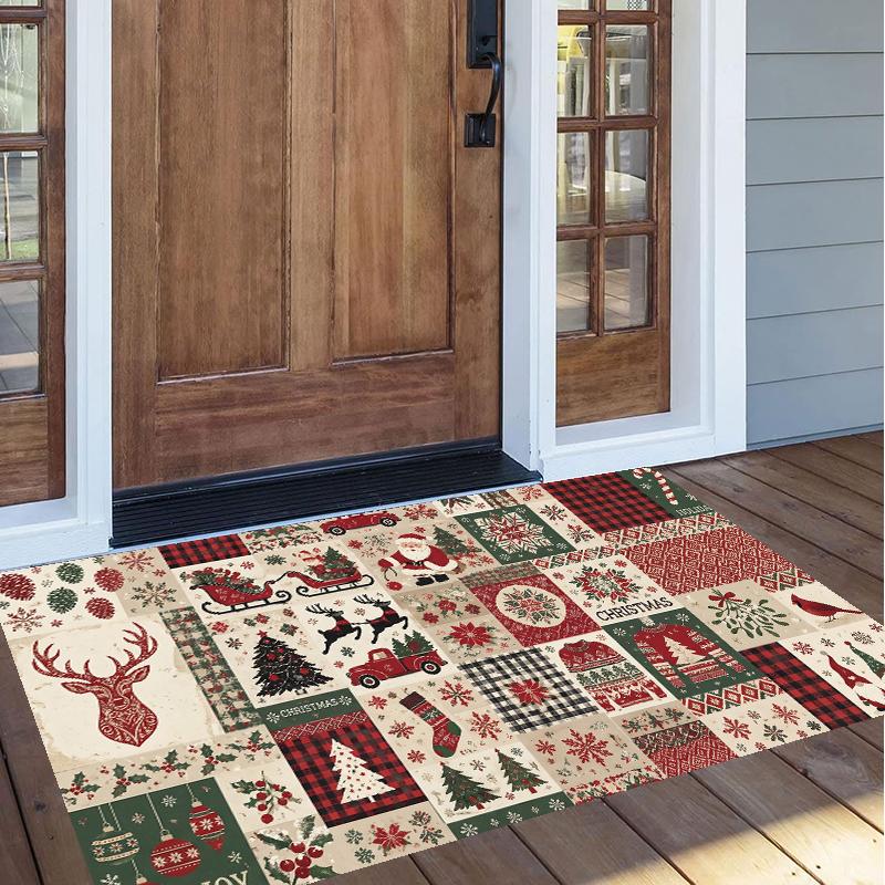 Christmas Pattern Square Area Rug Comfort Indoor Floor Carpet For Home Holiday Gift