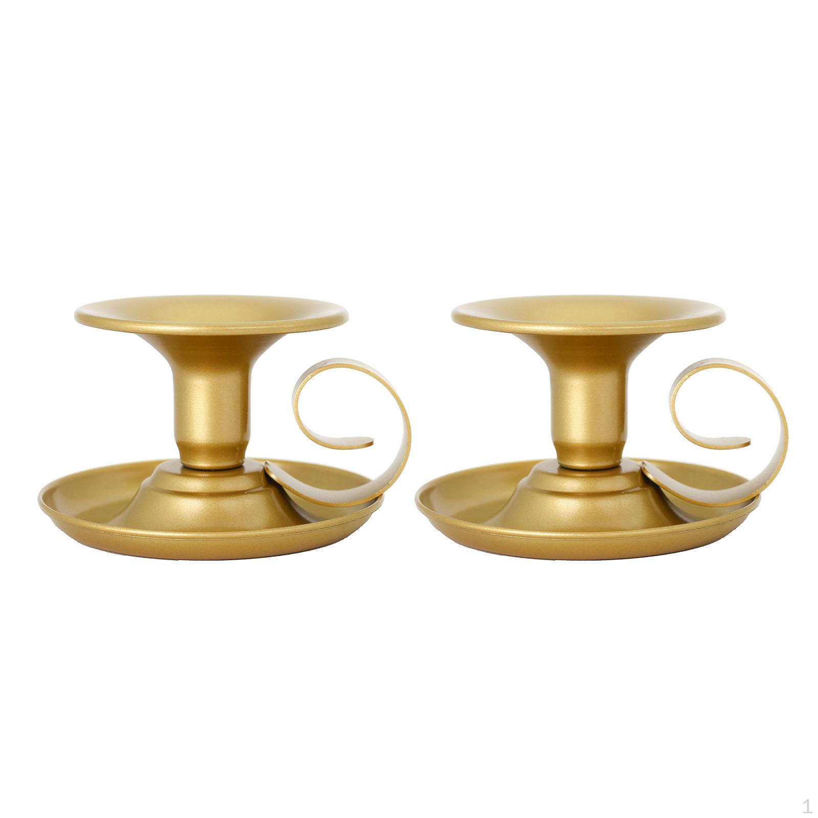 

2x Golden Elegant Candle Holders, Ornaments, for Party Decor Tealight Dining Table