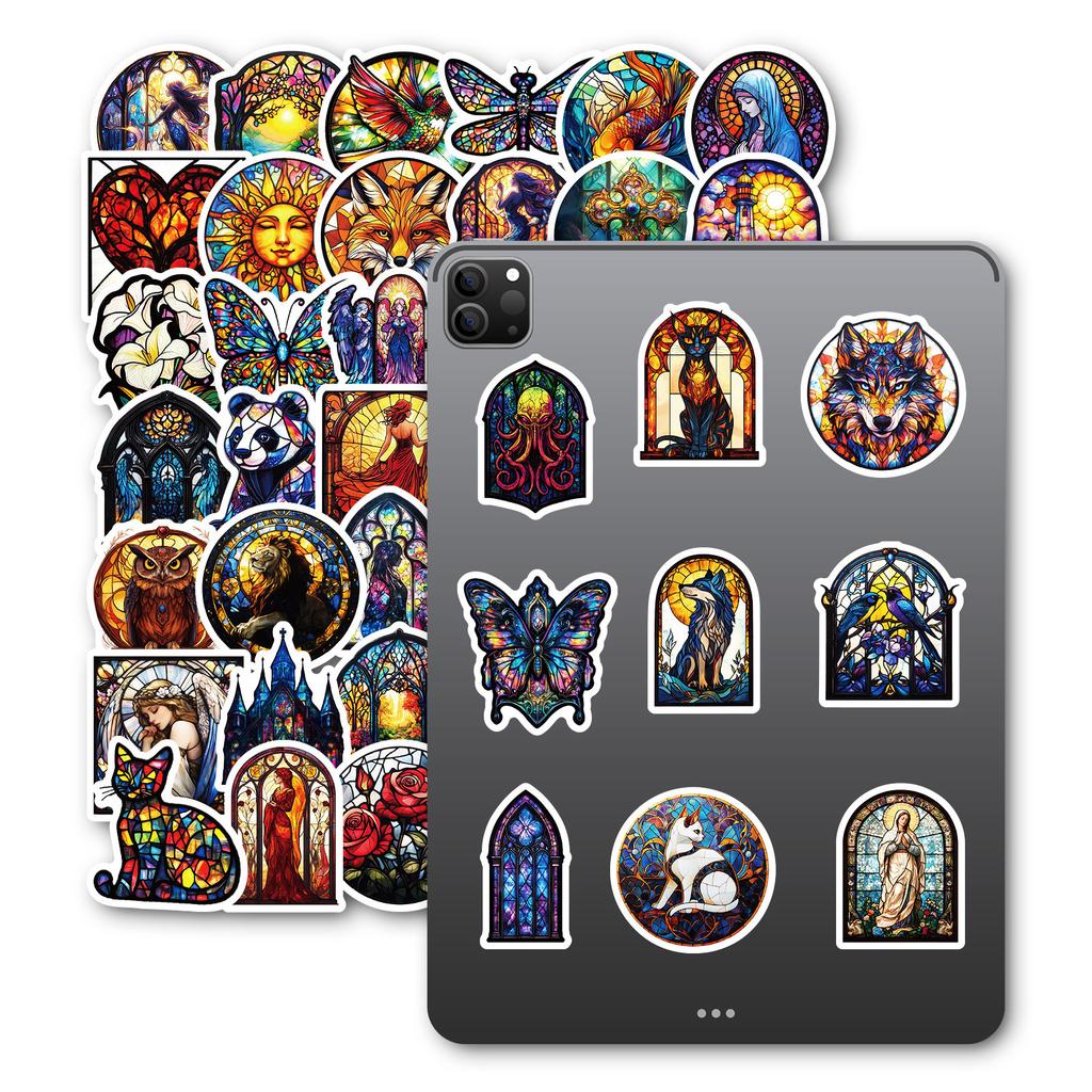 New 50 Pieces Of Colored Glass Style Beauty Angel Glass Personality Creative Decorative Decals Premium Durable