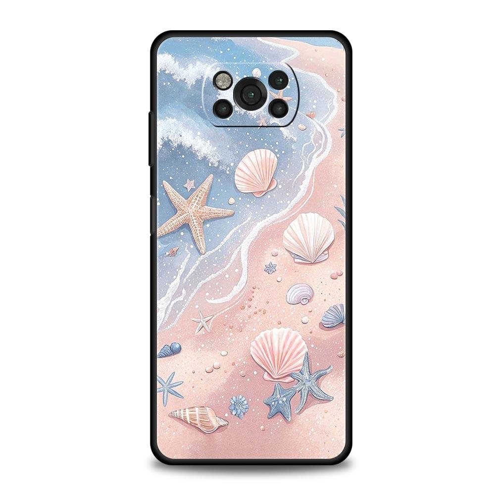 Ocean Coastal Seashell Seaweed Pattern Phone Case for Xiaomi Poco F7 F6 F5 F4 F3 X6 X5 X4 X3 NFC F7 Ultra M4 C51 C55 GT Soft TPU