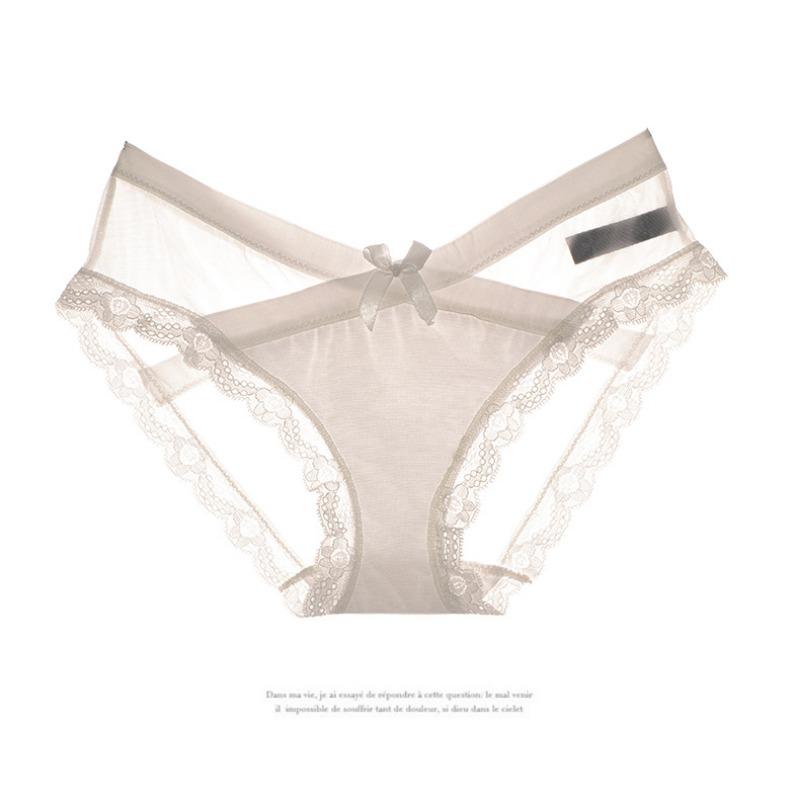 

Сексуальные бесшовные трусы с низкой талией и кружевными краями, женские сетчатые прозрачные шорты M белый