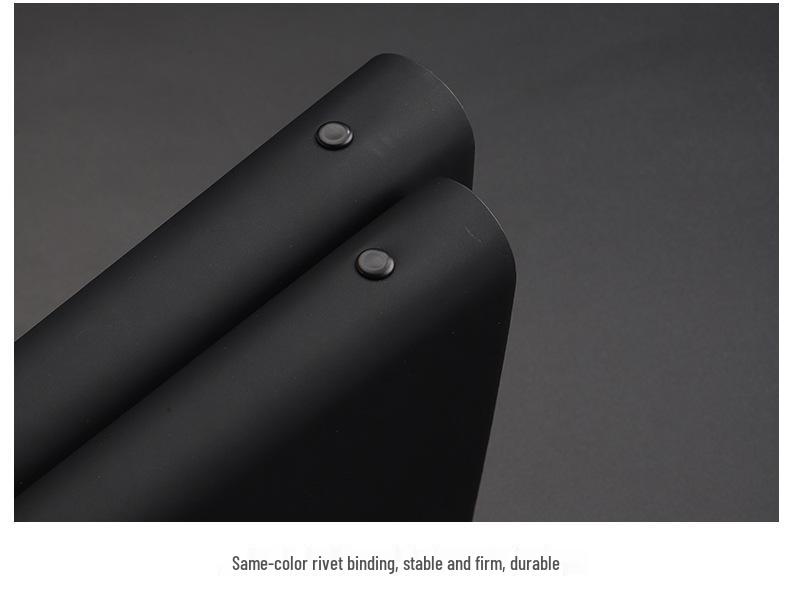 Minimalist Black A5 PU Leather Loose-Leaf Notebook with Black Card Paper Inner Pages