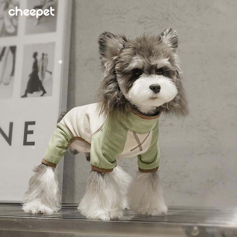 Dog clothes autumn and winter four-legged base Schnauzer middle collar color matching warm velvet basic puppy dog clothes