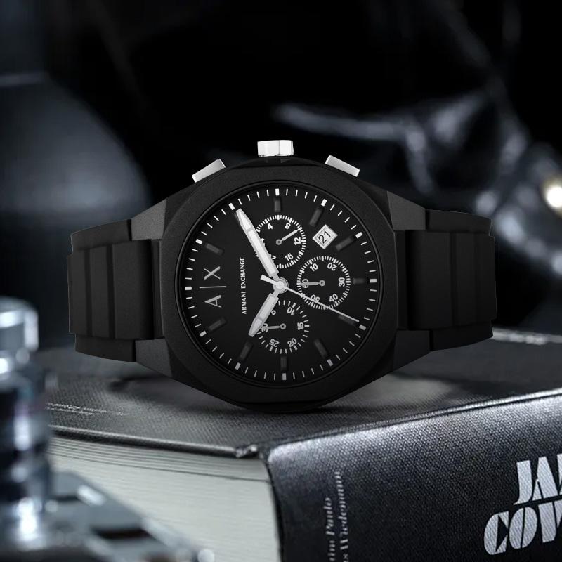 ARMANI EXCHANGEAE Wrist Watch Quartz Movement Silicone Strap 44mm Black Dial Men's Watches AX4161