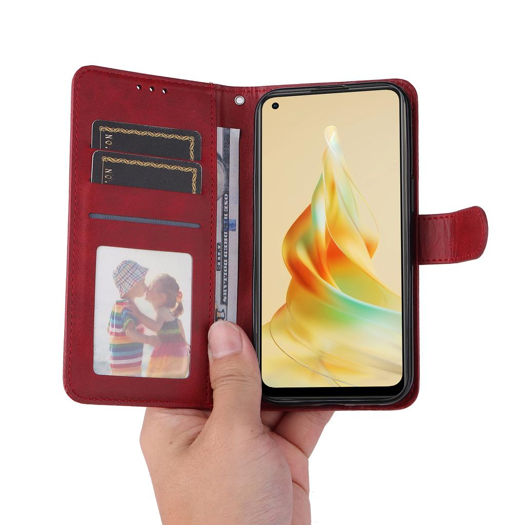 For Oppo Reno8 T 4G Phone Leather Case Calf Texture Stand Wallet Protective Phone Cover