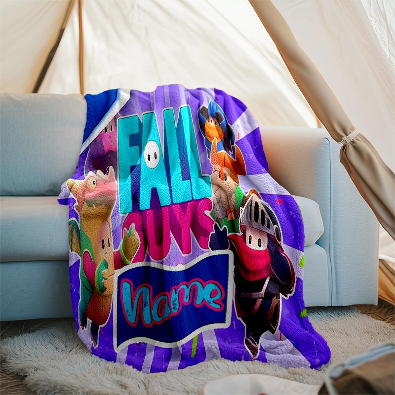 Personalized Custom Name Blanket - Stumble Guys Print Design,Blanket for Sofa,Bed,Travel,Camping - Soft and Warm, Great Gift