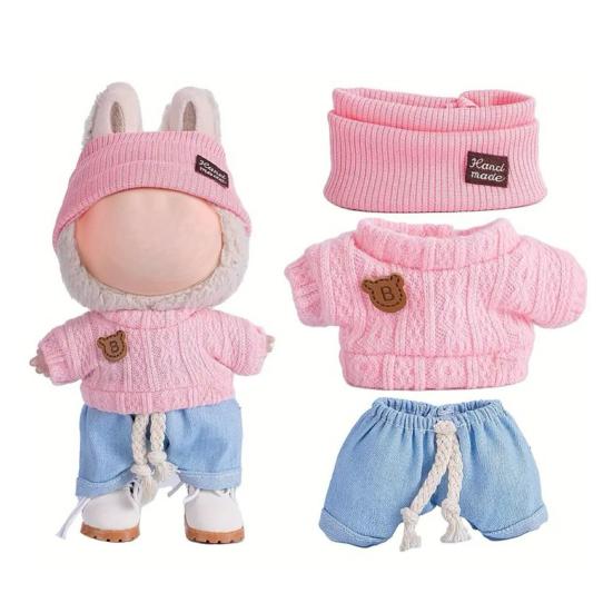 17cm Doll Clothes 3-Piece Hat Sweater Pants Sets Handmade Baby Doll Outfits Stylish Adorable Accessories for Doll Collectors