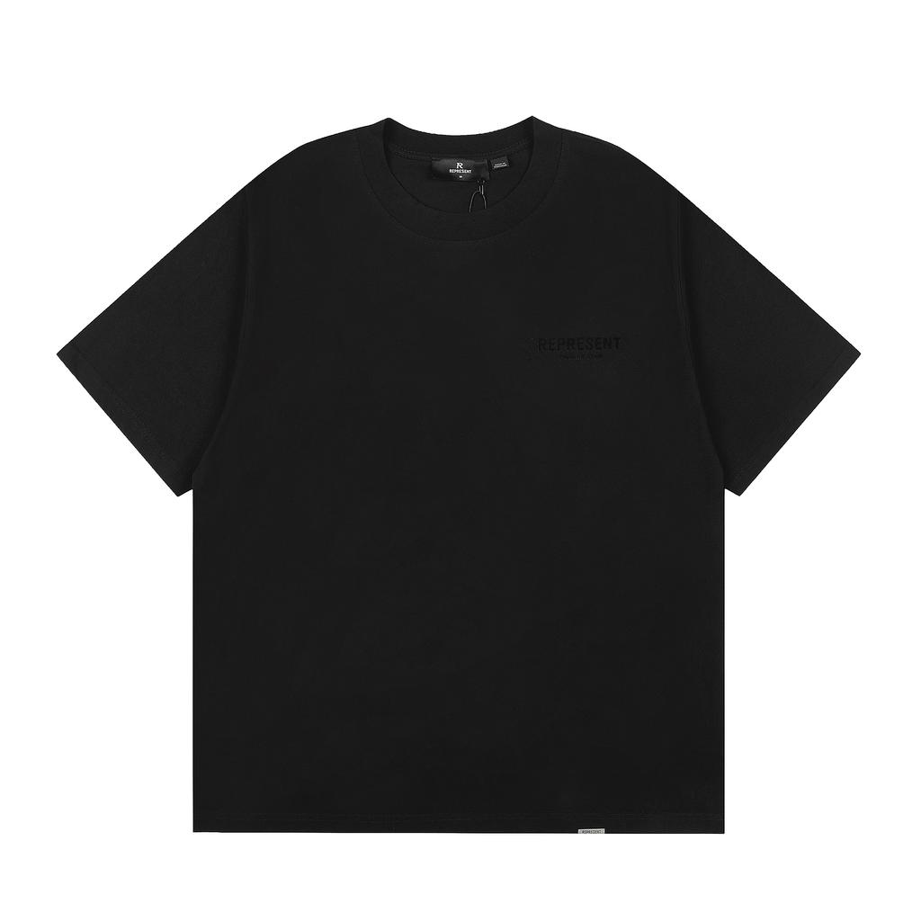 Unisex Flocked Owners Club Logo Cotton T-Shirt Minimal Streetwear Short Sleeve Tee Men Women