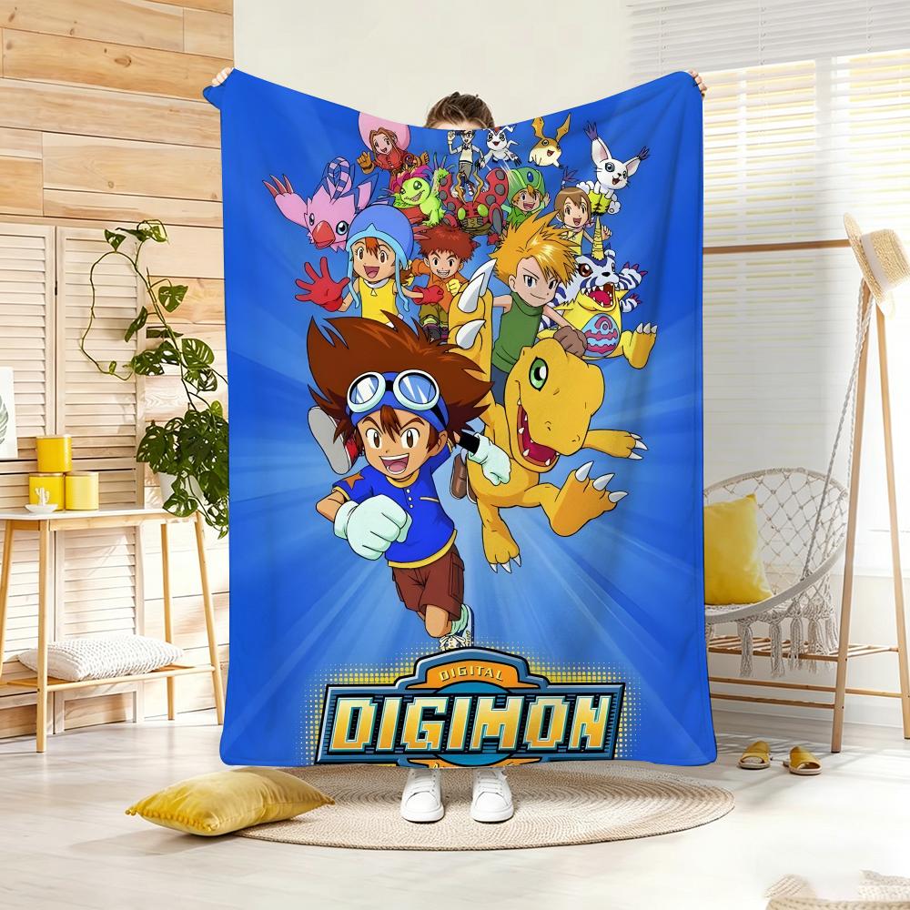Anime D-Digimon AdventureS Throw Lightweight 240g Flannel Blanket Soft Skin-friendly for Summer Cooling