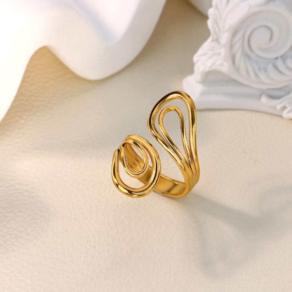Stainless Steel Chunky Wide Rings For Women Vintage Gold Color Geometric Open Finger Ring Fashion Minimalist Jewelry Gift Femme
