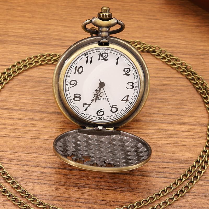 2pcs/set, men's Pocket Watches Men's Fashion Copper Quartz Pocket Watch & 1PC Vintage Luxury Golden Necklace, Give It To Someone You Love
