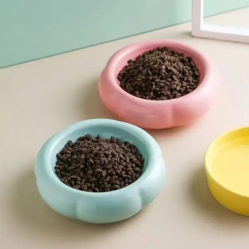 Cat Bowl Cute Ceramic Dual Purpose Grain Drinking Bowl Anti Overturning Can Head Plate Pet Double Layer Food Bowl Drinking Bowl