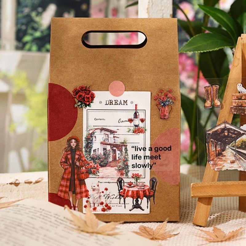 Seasonal Flower PET Sticker Aesthetic Sticker for Scrapbooking Notebook Journal Water Bottle Laptop Skateboard Packaging