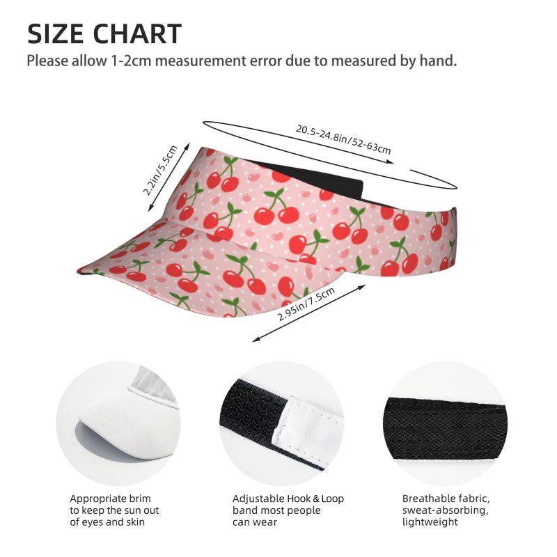 Red Cherry Pink Hearts Print Sun Sports Visor Hats Summer Adjustable Beach Cap Outdoor Sports Sun Visor Hat for Women