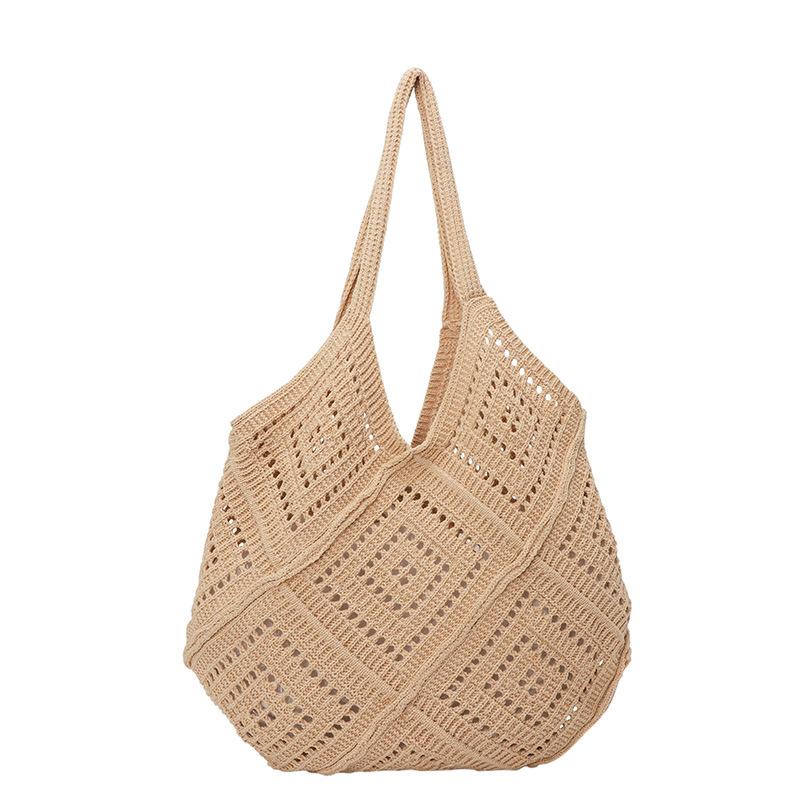 Korean version of fashion hollow knitted bag women's large-capacity seaside vacation shoulder bag versatile woven tote bag