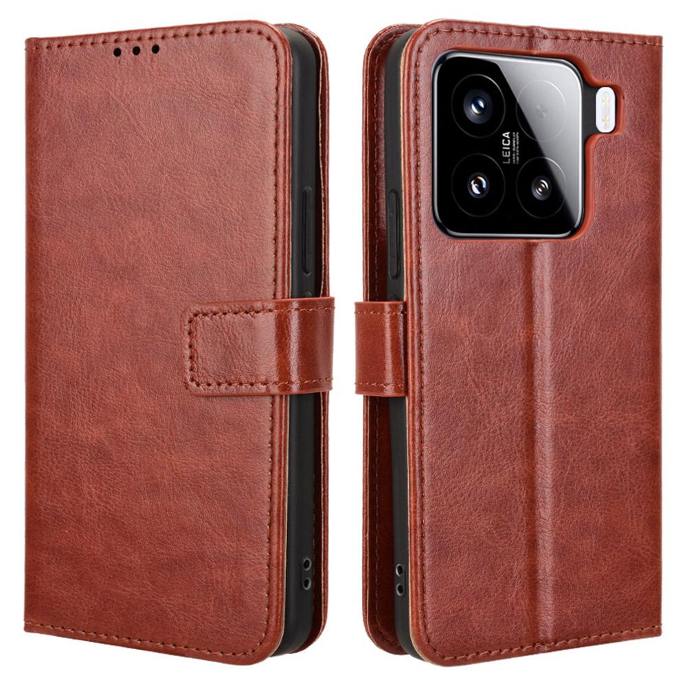 Für Xiaomi 15 Pro Hülle Crazy Horse Textur PU Leder Handy Brieftaschenhülle