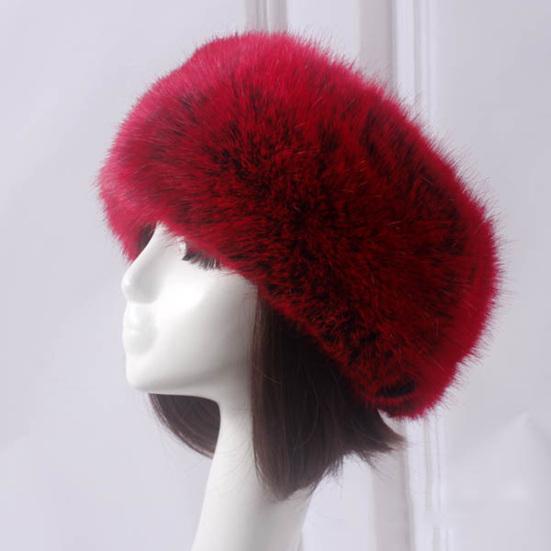 Women Hat Solid Color Faux Fur Headwear Brimless Empty Top Hat for Skiing