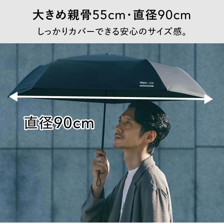 IZA Parasol Light Rib Wpc. Men's [Lightweight & Slim] Heat-Blocking, 100% Blocking, Off-White, Length 55cm, ZA007-908-102