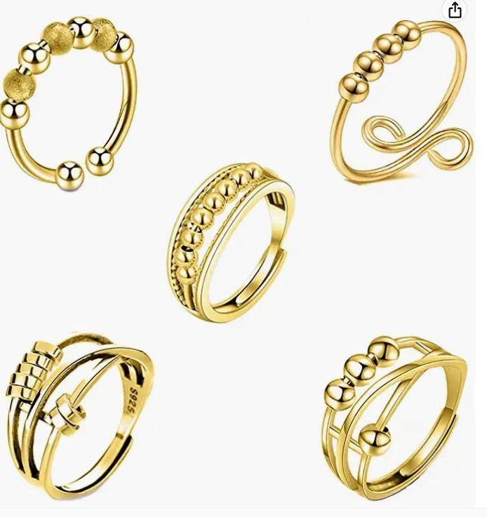 Triple Ring Adjustable Stacking Ring for Women, Wish Fulfillment Moving Beads, Ins Fashion Minimalist Dainty Index Finger Ring Jewelry Gift