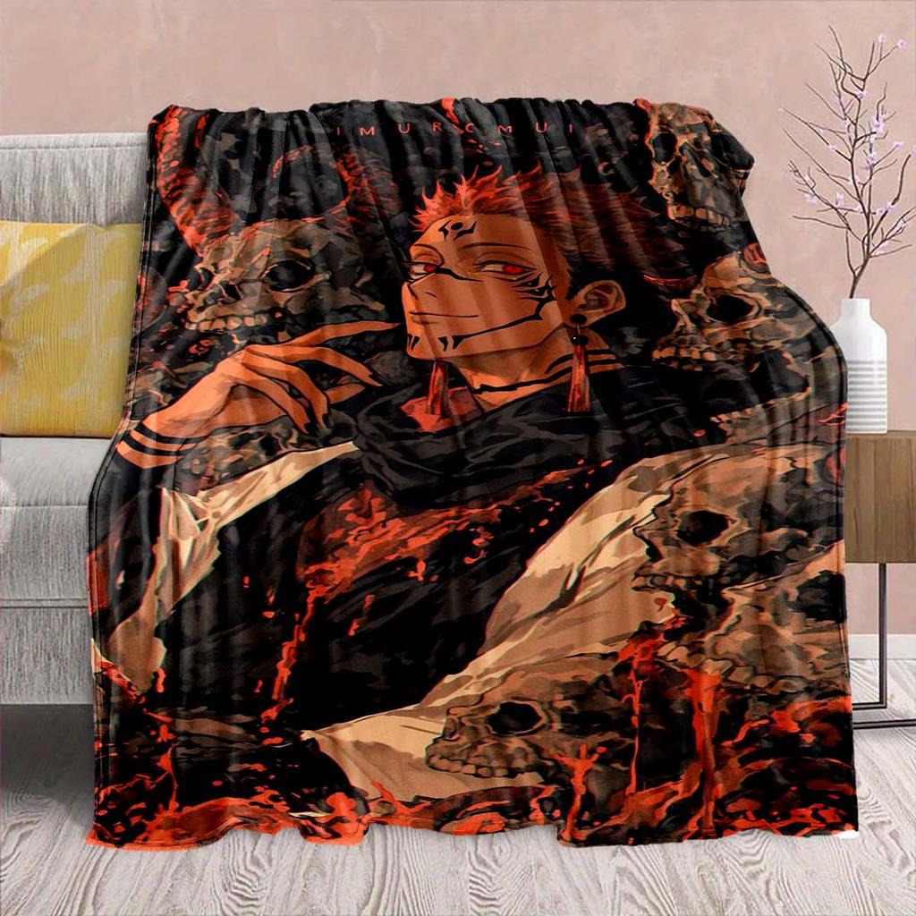 Jujutsu Kaisen Anime Flannel Blanket - Soft Warm Perfect for Sofa, Bedding Camping Travel Office Home Decor -QJY