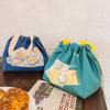 Retro Cute Large Capacity Canvas Drawstring Lunch Bags Creativity Handheld Bento Bag  Handbag Portable Storage Bags Gifts