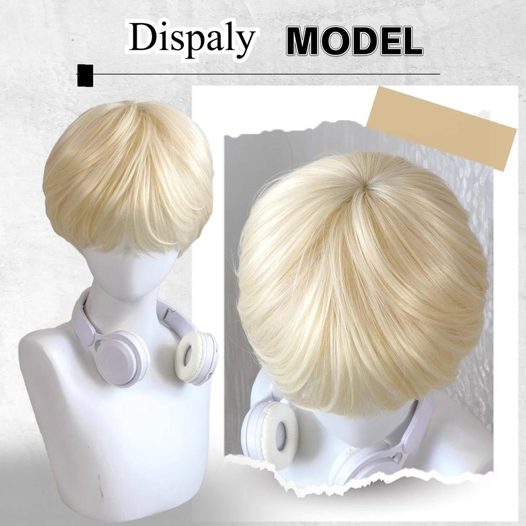 Blonde Wig with Bangs Short Hair Wig for Men Daily Use Natural Looking Korean-style Male High Temperature Fiber Synthetic Wigs