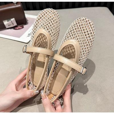 Neue Netzstoff-Ballerinas Damen Chic Markendesign Aushöhlen Spitze Mary Jane Schuhe Damen Sommersandalen Atmungsaktives Mesh Zapatos