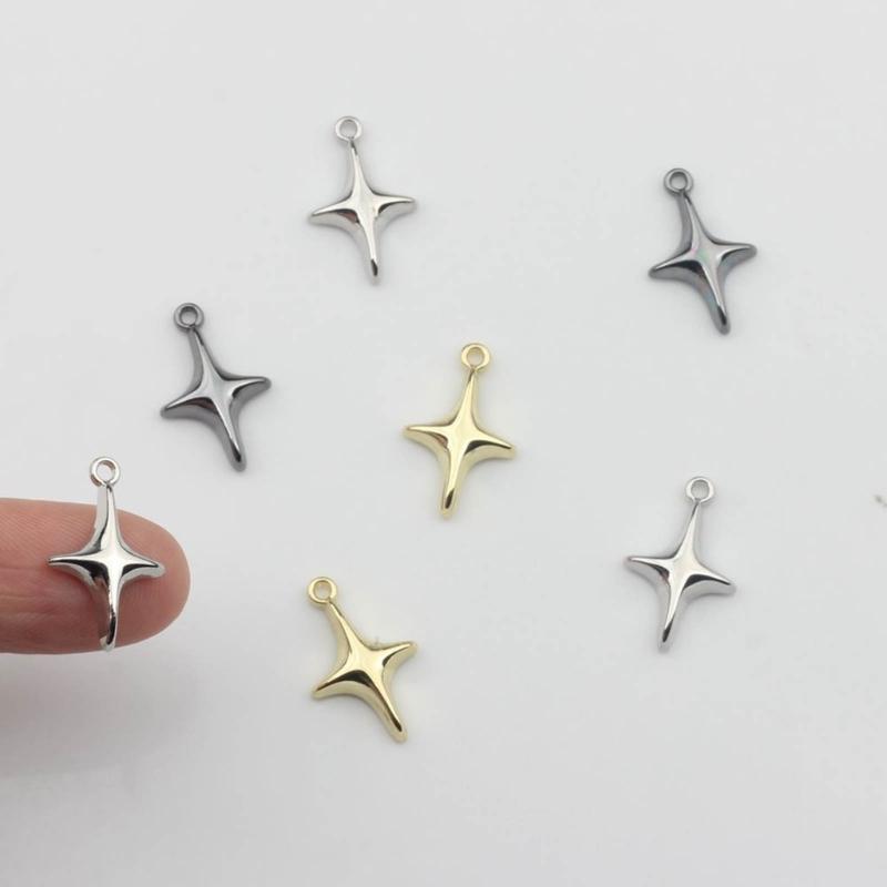10Piece Necklace Bead for DIY  Awn Star Pendant Women Jewelry Making  Awn Star Charm with Hole Keychains Earring Crafts