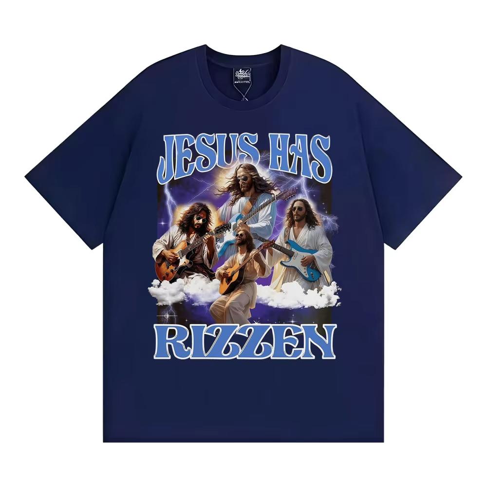 

Funny Jesus Has Rizzen Vintage 90s Graphic T Shirts Unisex Women Fashion Hip Hop Short Sleeve Tshirt Cotton Cozy Oversized T Shirt S