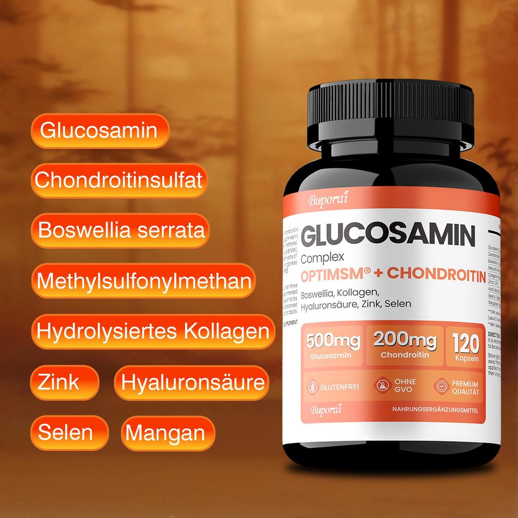 Glucosamine Chondroitin Complex, Containing Hyaluronic Acid Extract, Supports Joint Health, Suitable for Adults.