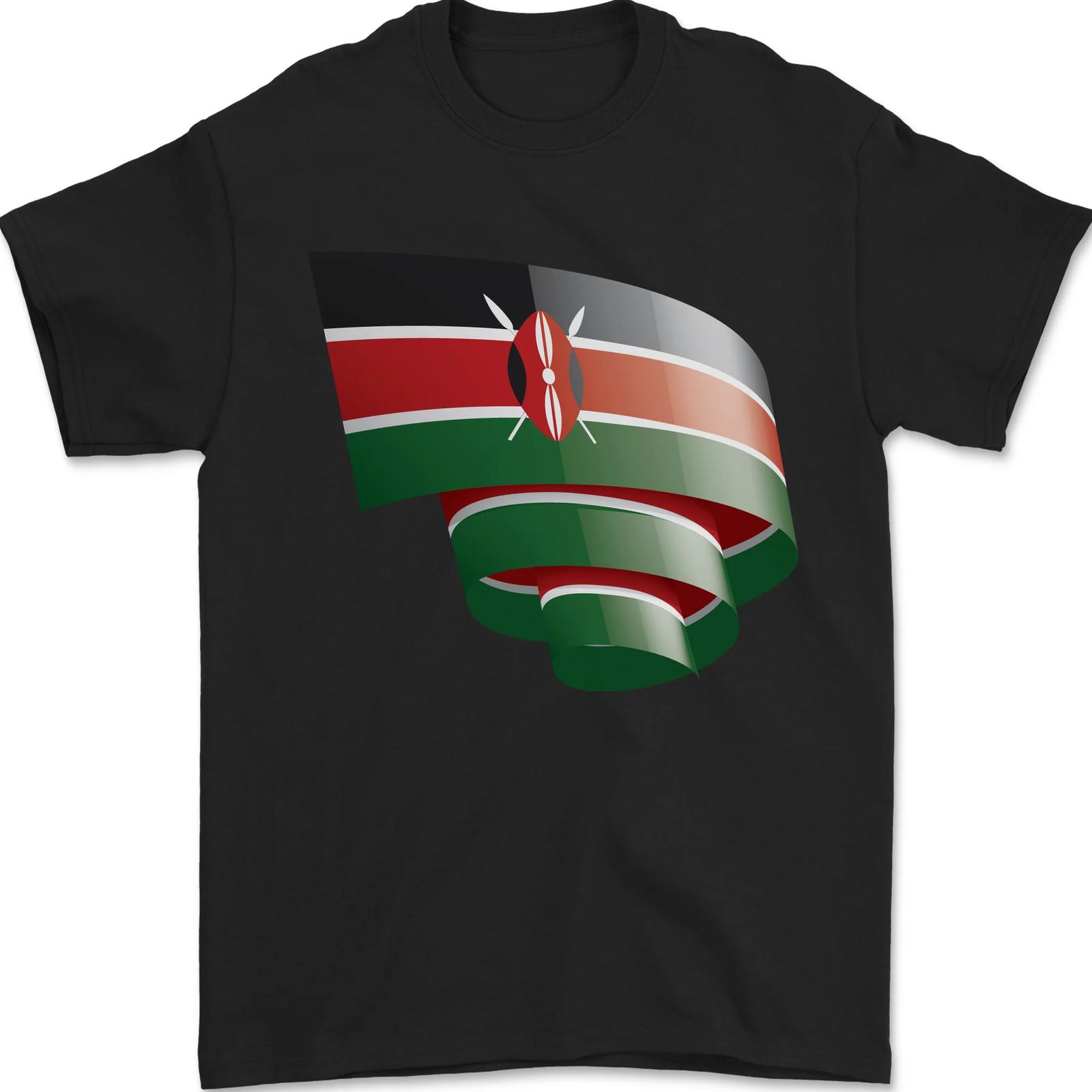 Curled Kenya Flag Kenyan Day Football Mens T-Shirt 100% Cotton S