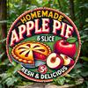 2D Flat, Vintage Apple Pie Round Wall Art, Aluminum Sign, Perfect for Restaurant, Bathroom, Bedroom, Mother's Day, New Year