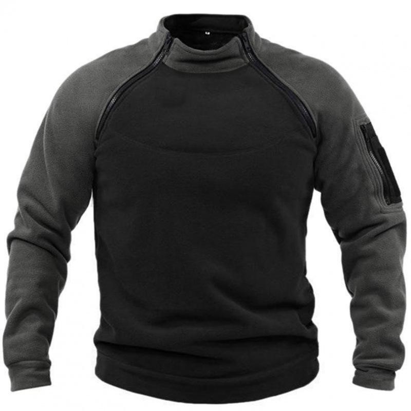 Men's Stand-up Collar Sweatshirt: Spring/Autumn, Loose Fit, Color Block, Warm, Breathable, Tactical Outdoor Wear