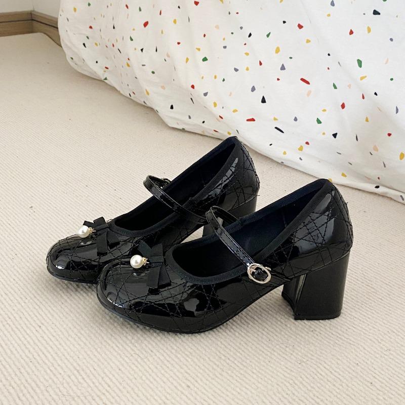 

Модные туфли на высоком каблуке Мэри Джейн Сандалии Элегантная обувь Модные туфли-лодочки с бантом Лето 2025 Дизайнерский новый бренд Лолита Повседневная женская обувь 35 чёрный
