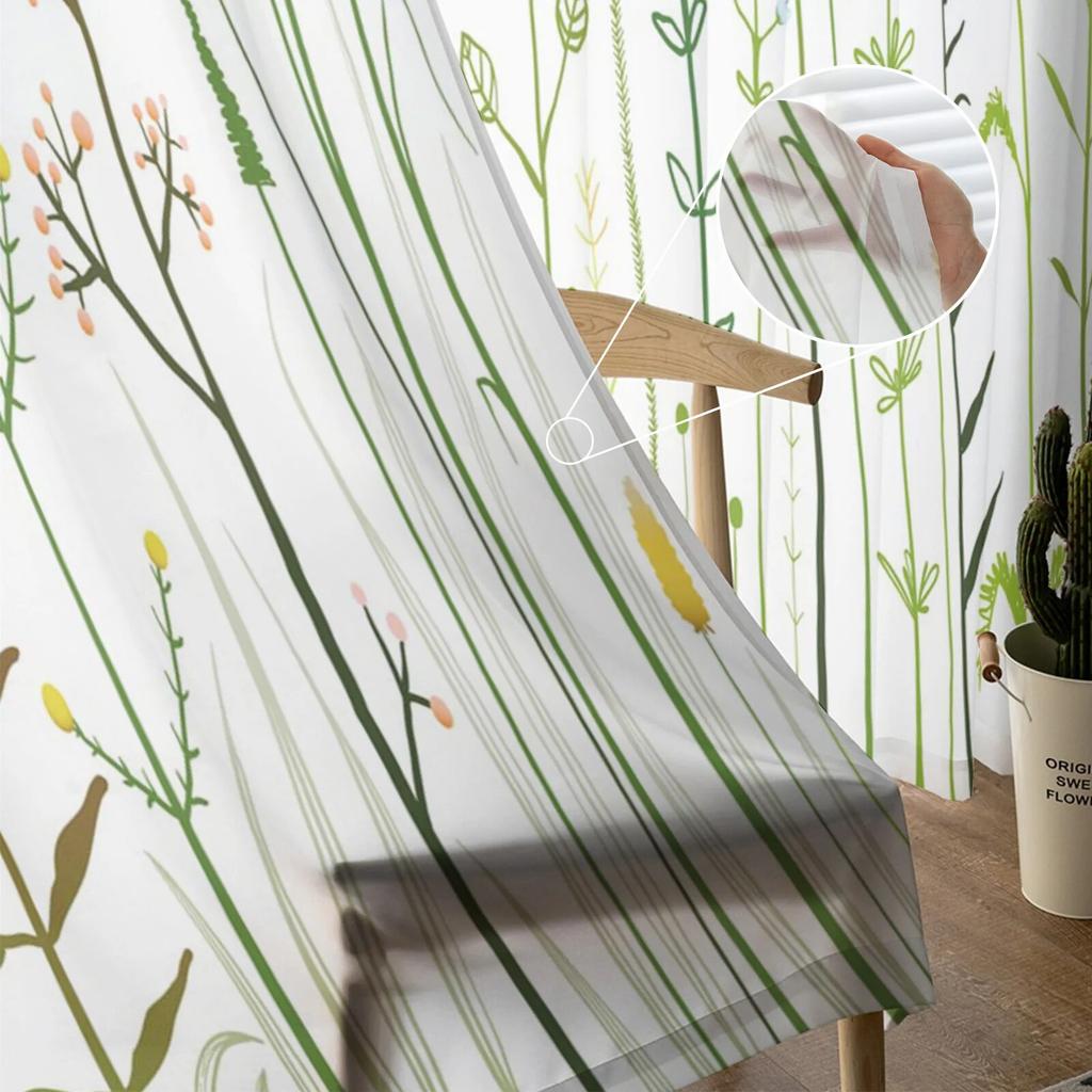 Ugress Frukt Blader Blomster Grener Tyll Gardiner til Stue Kjøkken Soverom Ren Tyll til Cafe Hotell Moderne Home Decor