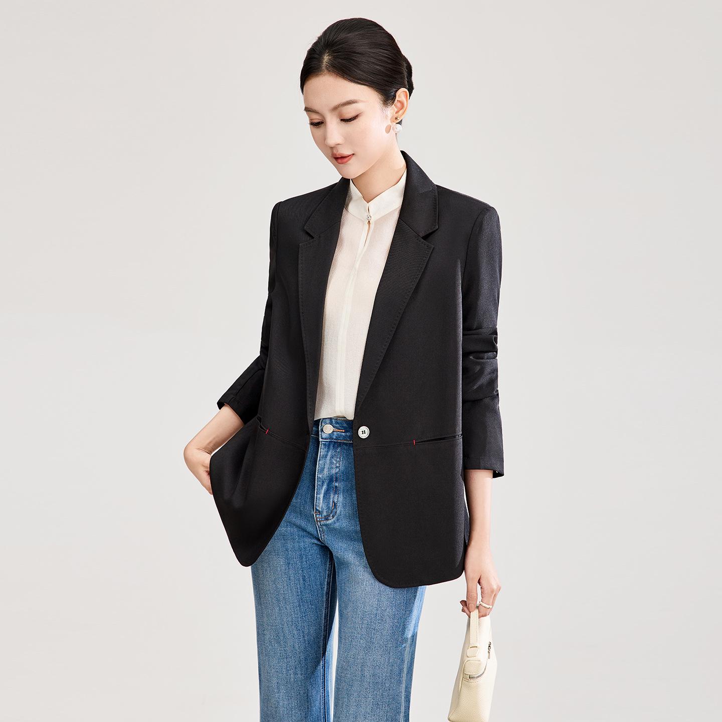 Элегантный женский блейзер Nanyou с одной пуговицей — Весеннее поступление Large чёрный