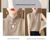 Women's Retro Knit Vest: Chinese Style, Stand Collar, Frog Button, Sleeveless Layering Top