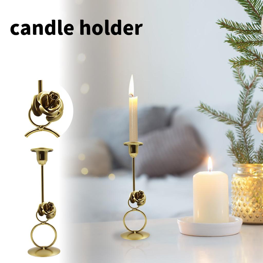 Iron Candlesticks, Vintage Metal Carved Flower Circular Ring Candle Holder Desktop Decorative Candle Stand For Wedding Dinning Party Table Home Decor