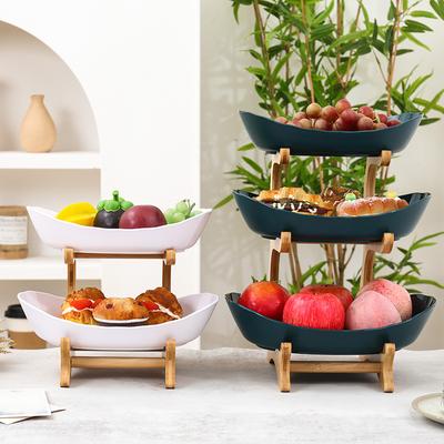 Home Use Solid Wood Multi-layer Tray Living Room Fruit Tray Storage Fruit Basket Nice Snack Tray Dessert Display Stand