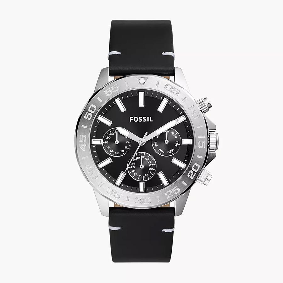 

Fossil Мужские кварцевые часы с тремя стрелками из кожи и нержавеющей стали Корпус из нержавеющей стали/Минеральное стекло BQ2708 чёрный