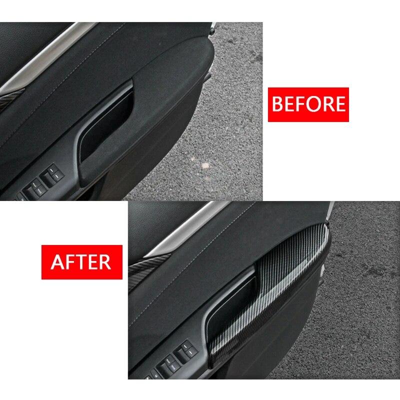 Auto 4 ks Karbonové vlákno ABS Krytky obložení panelu loketní opěrky dveří pro Honda Civic 2016 2017 2018 2019 2020 2021 Díly interiéru