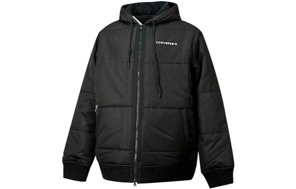 Converse Puffer Jackets Men s Black Hooded Moderate 10023525-A03 XL