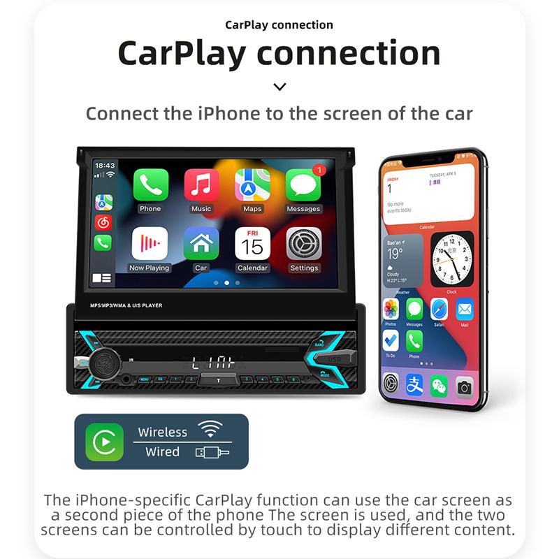 

9613W 7-inch Car MP5 Player Wired/Wireless CarPlay Android Auto Video Display Type A